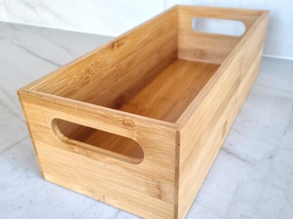 Aufbewahrungsbox Holz (groß, mit Eingriffen) – Bild 3